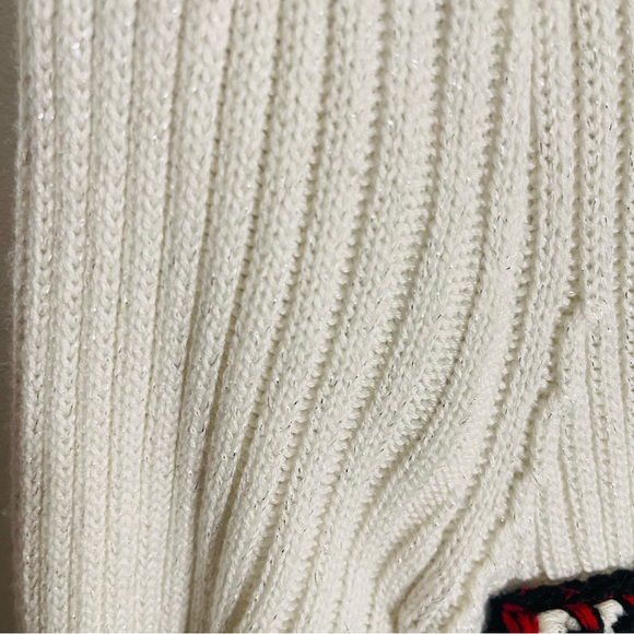 Self-Portrait Lurex Knit Dress Ivory Black Red Preppy Career Modest Trendy - Picture 4 of 15